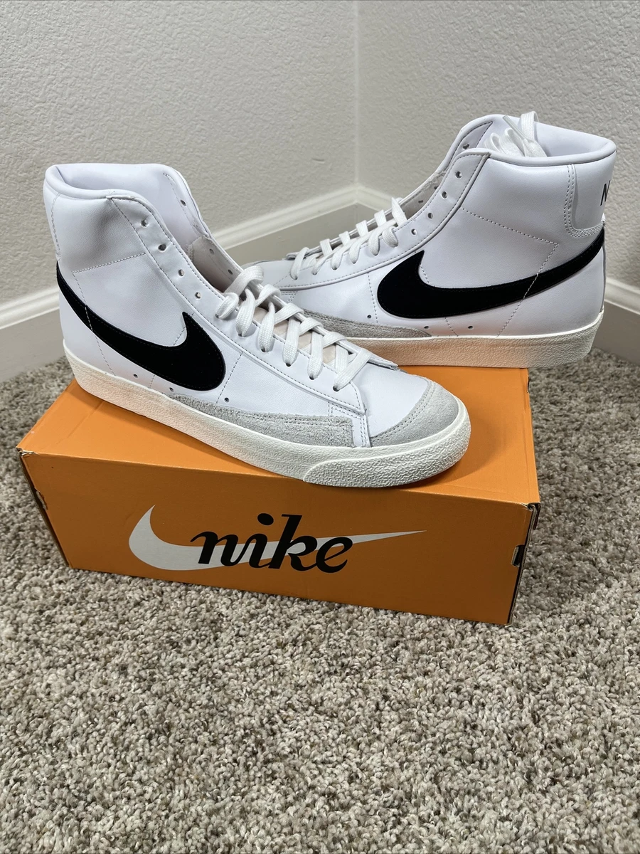 Nike Blazer Mid 77 Vintage White Black Mens BQ6806 100 NEW eBay