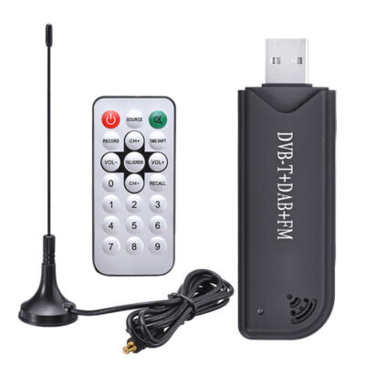 TV-Tuner USB DVB-T SDR+DAB+FM-Stick RTL2832U+FC0012 mit Antenne Fernbedienung CD