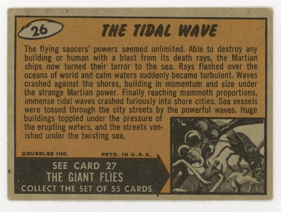 1962 Topps Mars Attacks The Tidal Wave Card #26 Vintage Bubbles - Image 2 of 2