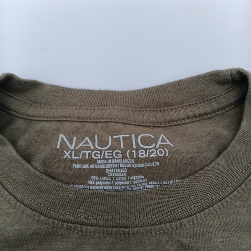 Nautica T Shirt Boys XL Green Striped Short Tee - 第 2/7 張圖片