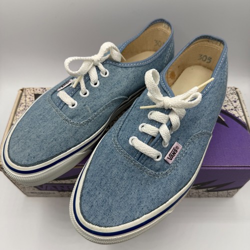 Vintage 1990 Vans INDIGO DENIM NAVY FOXIN Deck Shoes Mens 6 Made USA IN BOX RARE - Picture 4 of 15