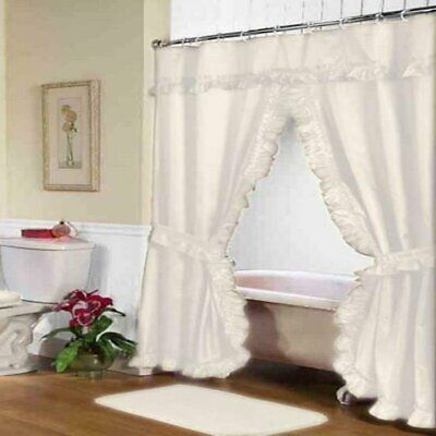 Carnation Home Lauren Double Swag, Double Swag Shower Curtain With Valance