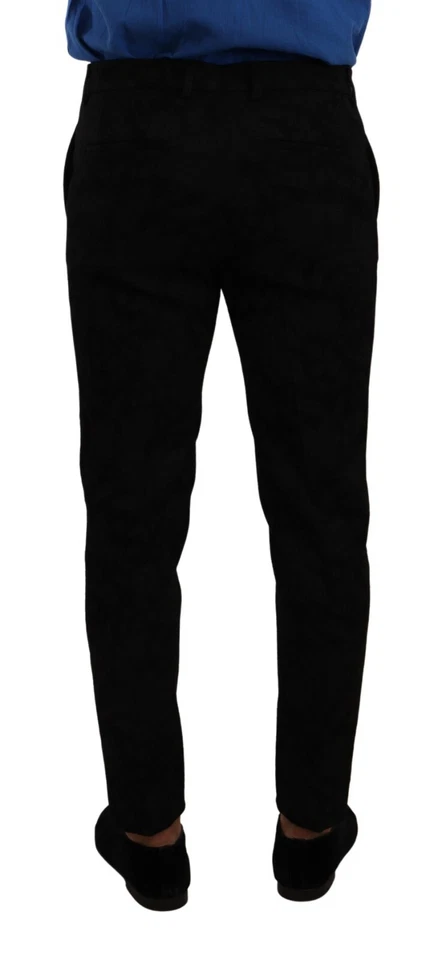 DOLCE & GABBANA Pantalones Vestido Negro Brocado Ajustado Formal Pantalón IT48/W34/M $1000 Foto 3 de 4