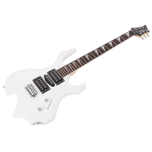 Glarry Flame Electric Guitar HSH Pickup Pack Strap Pick Cable Wrench Tool White - Picture 4 of 11