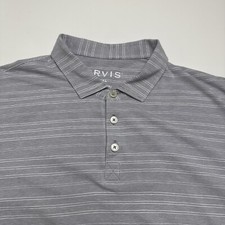 Orvis Men's Polo Heather Gray White Stripe Cotton Lycra S/S Shirt Size XXL