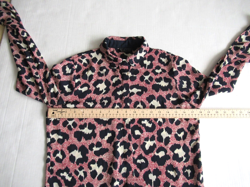 Topshop Animal Print Long SLV Blouse Womens Sz 4/ S or 36 Black Burgundy White - Picture 6 of 11