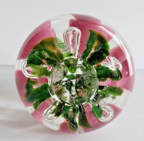 Joe St. Clair Pink Flowers Paperweight Glass Vase - Picture 3 of 5