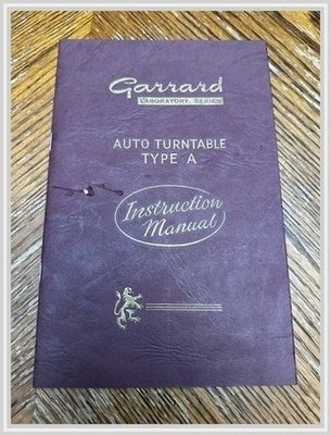 Garrard Type A Turntable Instruction Manual - 1940s Leatherette Hi-Fi Audio