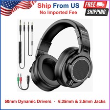 Wired Over Ear Studio Headphones 50mm Drivers 6.35mm/3.5mm Jack DJ For Monitor
