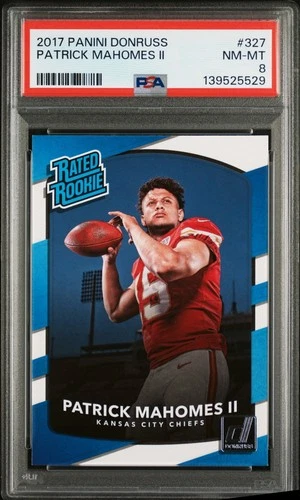 2017 Panini Donruss Patrick Mahomes II Rated Rookie PSA 8