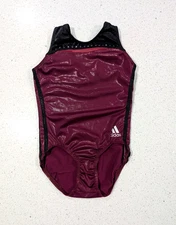 ADIDAS GK Elite CM Medium Gymnastics Dance Leotard WINE Maroon Burgundy STONES
