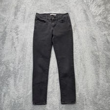 Levis 711 Jeans Womens 26 Black Skinny Leg Denim Dark Wash Logo Cotton Stretch