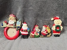 Vintage Christmas Ornaments Santa Claus Mixed Lot of 5 Various Makers Presents
