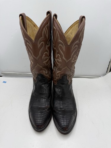 VTG J. Chisholm D594 Lizard Skin Leather Cowboy Boots Handcrafted USA Mens 8.5 E - Picture 3 of 18