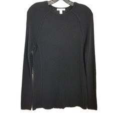 Autumn Cashmere Women 100 Cashmere Pullover Sweater Sz M Black Crew Neck Soft
