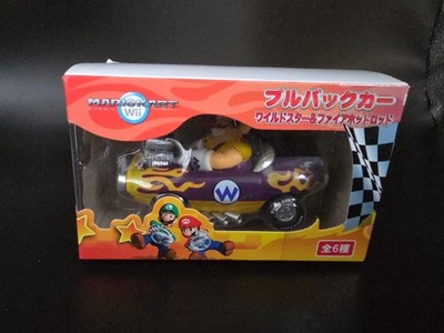 Wario Pull Back Car Mario Kart Wii Wild Star Fire Hot Rod Figure Toy Nintendo