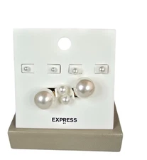 Express Women's Faux Pearl Stud Earrings Set NWT MSRP $32.95
