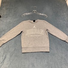 Air Jordan Sweatshirt Boys Small 8/10 Heather Gray Jumpman Logo Fleece Lined