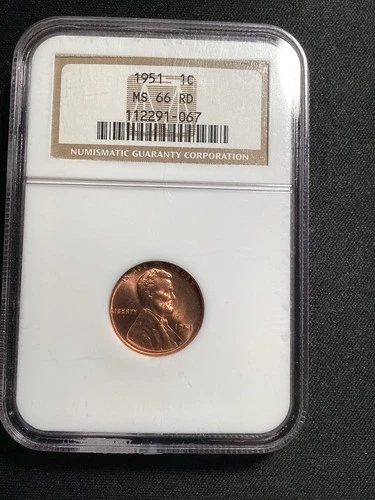 Beautiful High Grade 1951 Lincoln Cent.  NGC GRADED MS66 RED