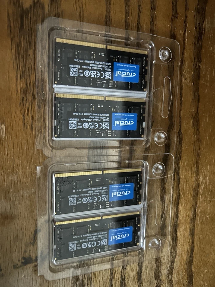 Crucial - 32GB Kit (2x16GB) DDR5 5600MHz C46 SODIMM Laptop Memory - Black - Image 3 of 4