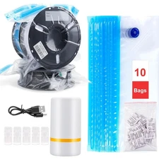 10 PCS Filament Storage Bags with Electric Auto Pump Kit-Includes 10 Vacuum Stor