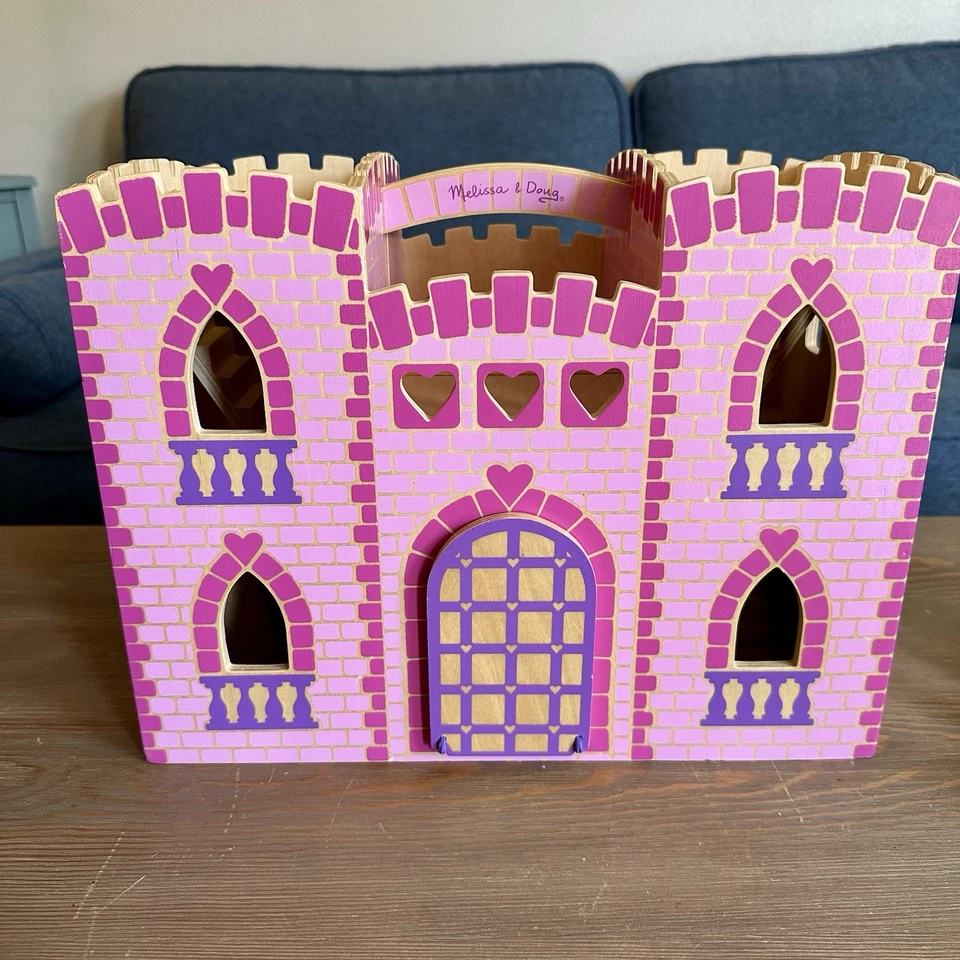 Melissa & Doug Pink Castle Fold & Go Muebles de Madera Casa de Muñecas Lote Princesa Foto 3 de 4