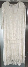 Laurence Kazar Evening Cocktail Wedding Flapper Style Lace Beads Sequins Size XL
