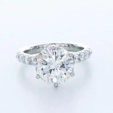 Side Stone Engagement Ring Solid 14K Gold 5.88 CT Round Lab-Grown Diamond H SI1