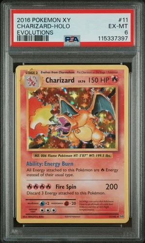 2016 POKEMON XY EVOLUTIONS #11 CHARIZARD-HOLO PSA 6