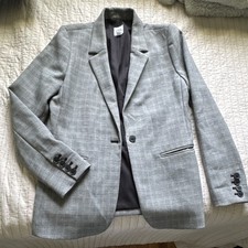 GAP Women s Gray/Black Plaid Lined One-Button Notch Lapel Blazer 10