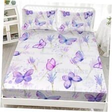 Lavender Butterfly Fitted Sheet Deep Pocket Kids Colorful Queen B-butterfly1