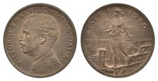 Kingdom of Italy. Vittorio Emanuele III. 1910 Prora 1 Cent