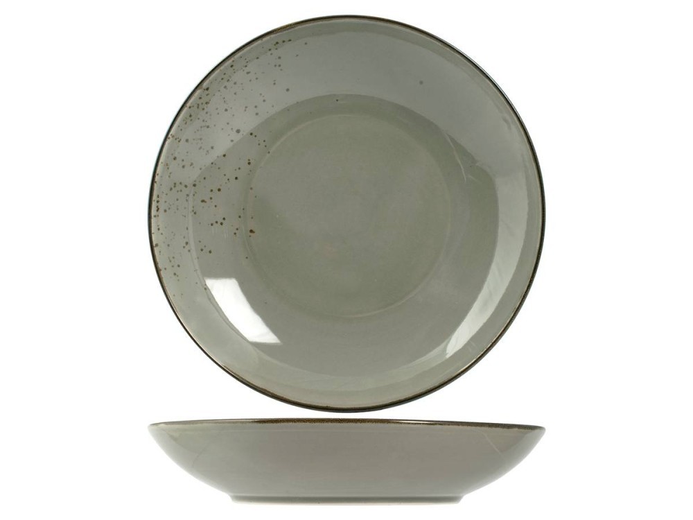 Set H&H New Reactive 6 Pasta Plates, In Stoneware/Gres, Gray, Cm 26