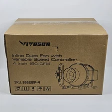 VIVOSUN 4 inch Inline Duct Fan With Variable Speed Controller 190 CFM NEW