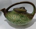 Daisy Green By McCoy, Nelson Teapot With Lid,  Green And Brown