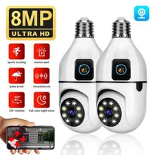 8MP E27 WIFI Camera Dual Lens AI Human Tracking Voice Alarm Two-way Color Night