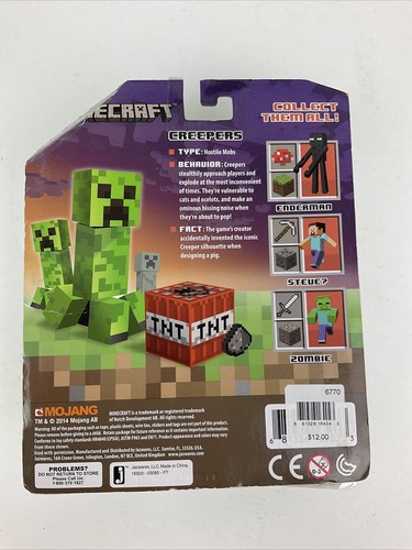 Minecraft Overworld Creeper Series 1 Fully Articulated Collectible Open Box - Picture 2 of 4