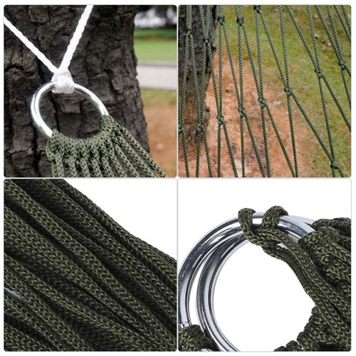Outdoor Nylon Mesh Rope Hammock Hanging Bed For Outdoor Camping MU - Picture 2 of 6