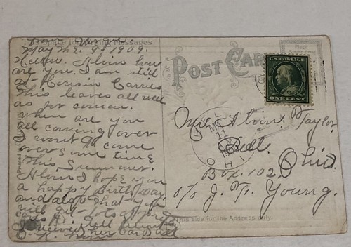 1909 Happy Birthday Postcard Antique Ohio - Picture 2 of 2