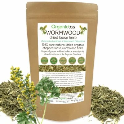 ORGANICTAS WORMWOOD Herb Tea Organic Artemisia Absinthium Digestion Natural Antibiotic Worm