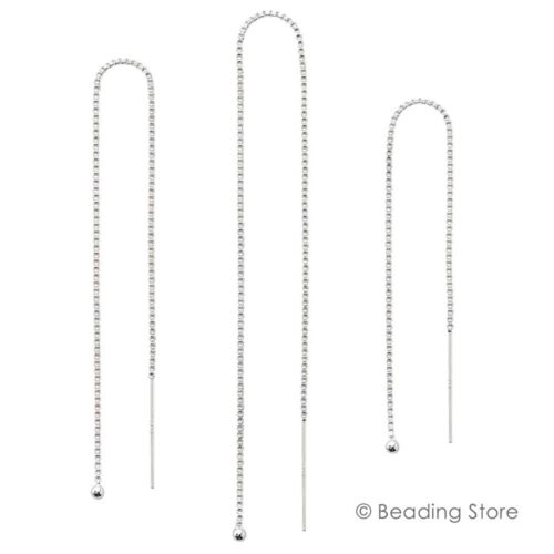Various 925 Sterling Silver Box Chain 2mm Ball Ear Threaders Threads Earrings - Picture 1 of 4