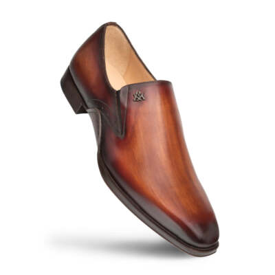 Mezlan Mens Artisan Gored Slip On Cognac Rust Genuine  display picture 1