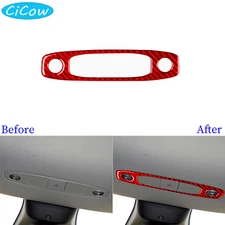 Roof Reading Light Switch Panel Cover For Tesla Model 3/Y 17-22 Red Carbon Fiber