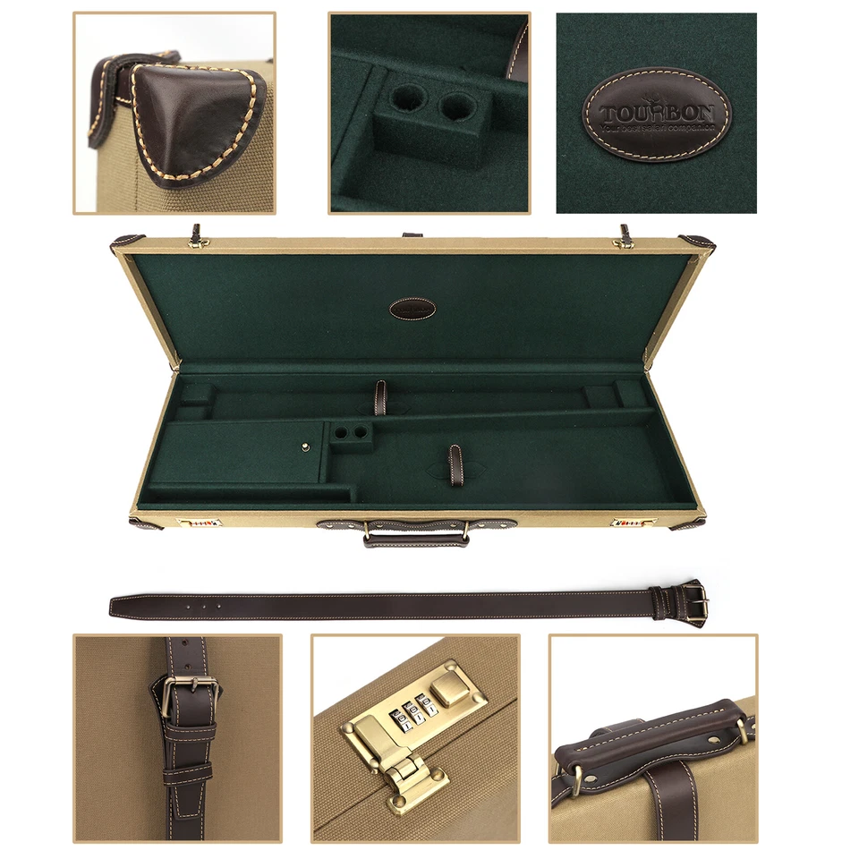 Tourbon Gun Hard Case Shotgun Safe Box Takedown Gun Carry Storage Canvas/Leather - Image 4 of 4
