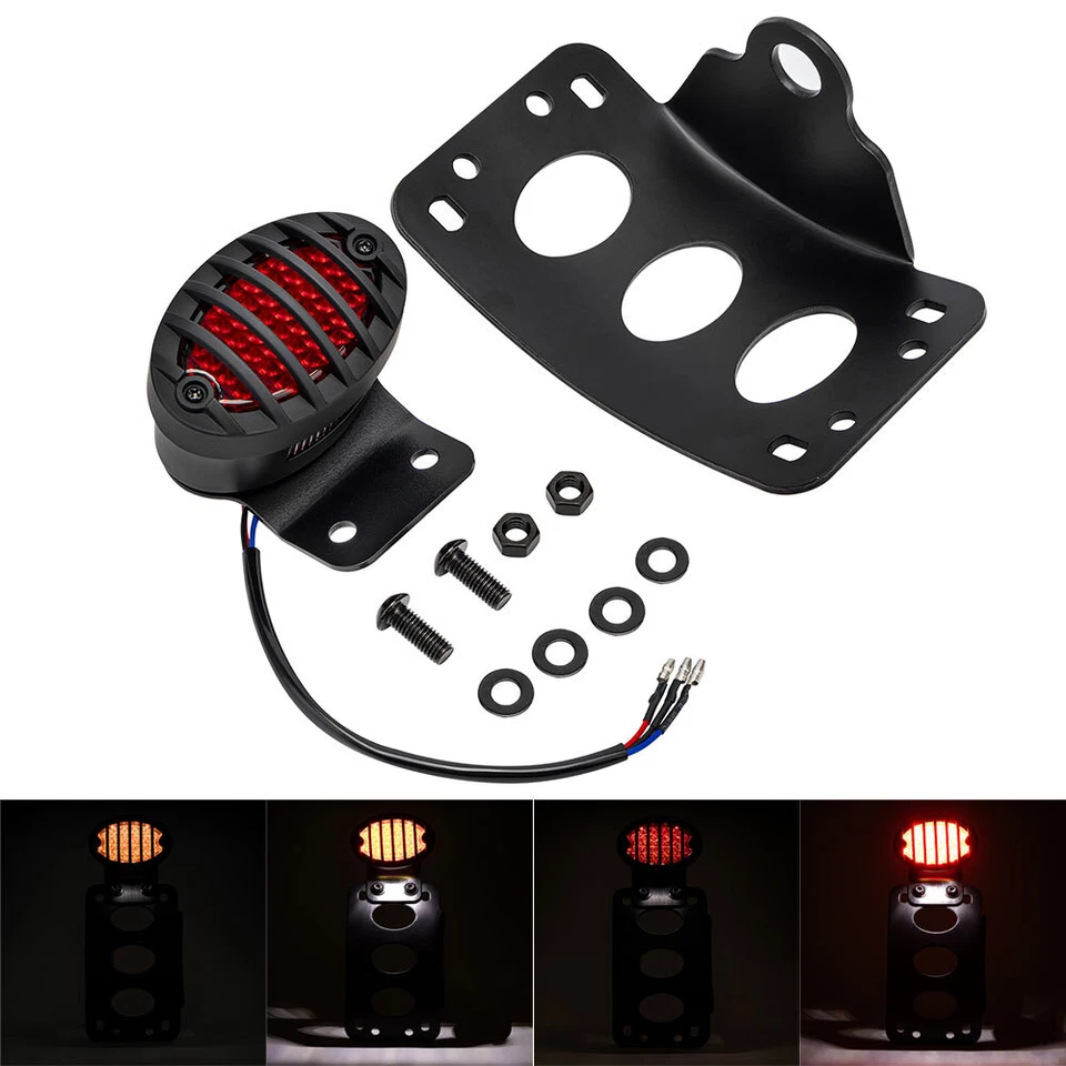 For Harley Side Mount Motorcycle License Plate Bracket Kit w/ Brake Tail Light - Image 2 of 4