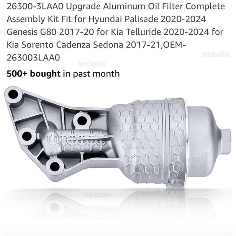 Genuine Kia OEM Oil Filter Housing Kit For 3.3L/3.5L Engines (2011-2018 Cadenza, Sedona, Sorento)
