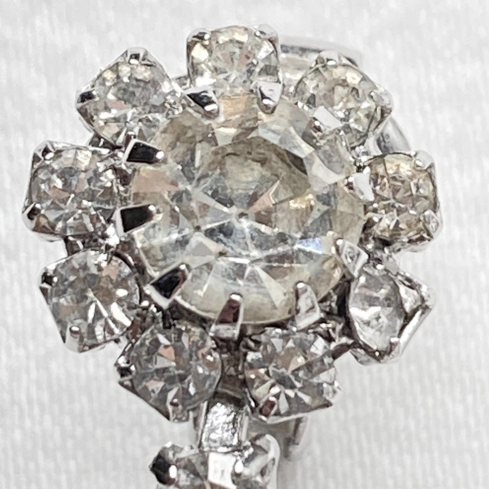 Weiss Dangle Drop Earrings Clear Tiny Rhinestones… - image 7