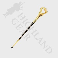 Royal Big Crown Mace Gold Plated Black Shaft 3 Parts 60 Inches Long Mace