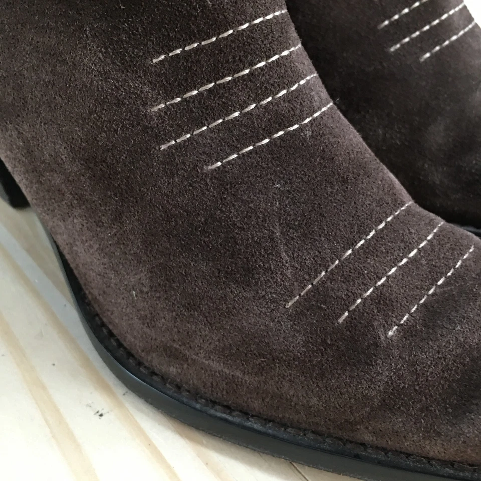 Botas Via Spiga para mujer 9 M de altura para montar marrón imitación cuero media pantorrilla pull on bloque Foto 4 de 4