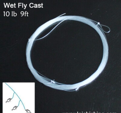 9ft Fly Fishing Leaders with 1 or 2 Droppers 6lb, 10lb Trout Fishing ...